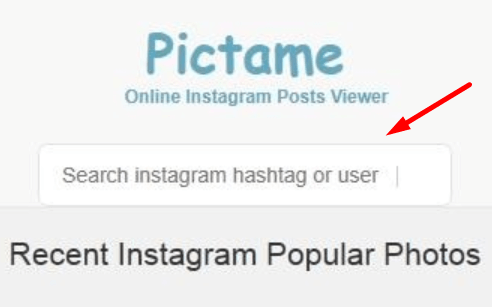 search by hashtag using pictame