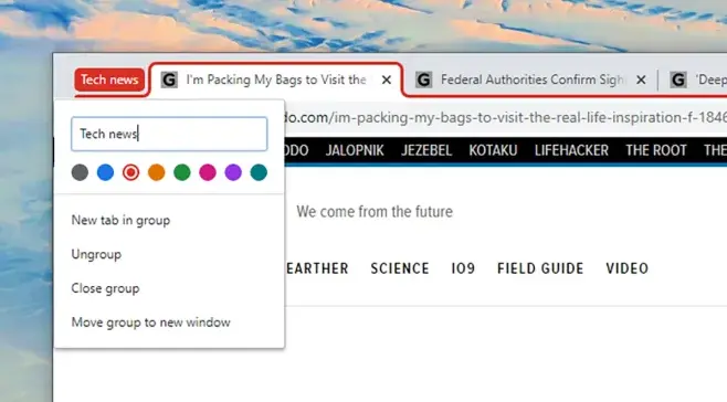 grouping chrome tabs