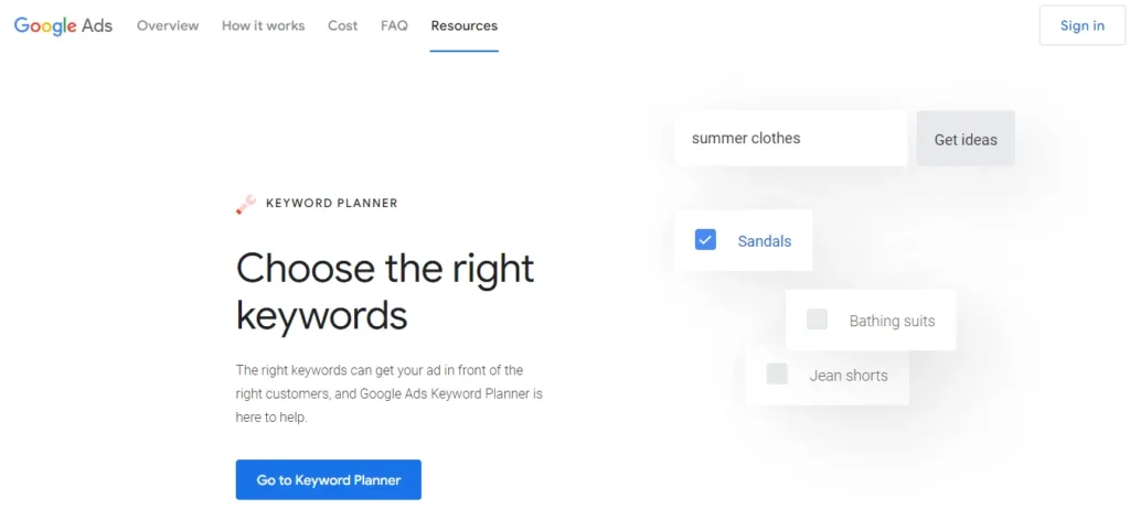 Google Keyword Planner 