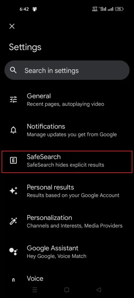 how to turn off safesearch on android (Google App) 3